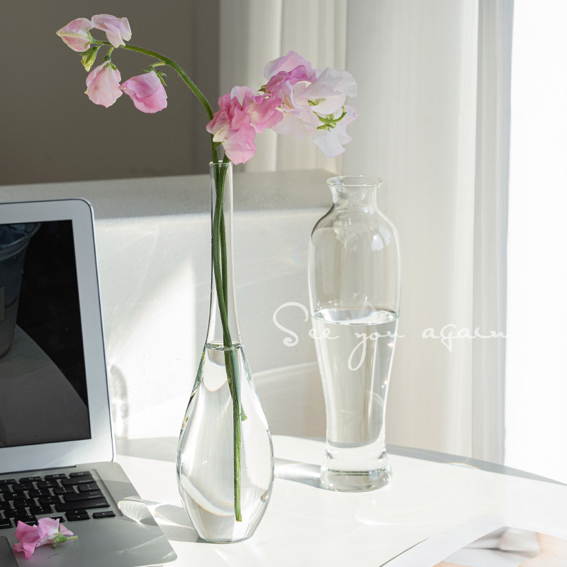 新中式花瓶轻奢高级感创意玻璃透明水培鲜花客厅插花摆件餐桌装饰,家居饰品,花瓶,淘宝优惠券,粉丝福利购,淘宝优惠卷