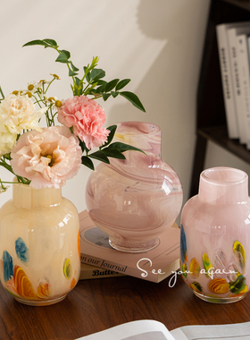 小花瓶摆件客厅插花中古高级感多巴胺水培鲜花设计感小众艺术装饰