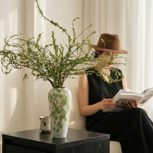 雪柳花瓶陶瓷意式极简风复古高级感水培鲜花插花客厅落地餐桌摆件