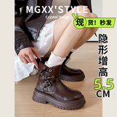 真皮马丁靴女2026夏季 英伦风西部牛仔增高复古棕色美拉德短靴 新款