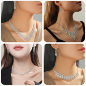 首饰套装 项链耳环结婚两件套婚纱礼服晚宴配饰品新娘项链厂家直销