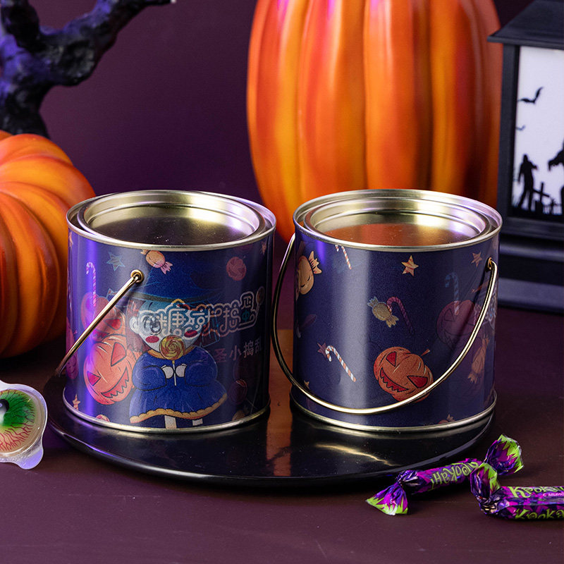 万圣节糖果罐手提铁罐可爱派对创意礼物盒子零食曲奇饼干罐小罐子