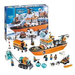 中国积木城市系列北极破冰船60062探险基地轮船男孩拼装玩具10443