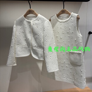 little moco专柜正品25年冬款女童珠片绣小香风外套KBE4COT012