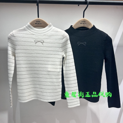 little moco专柜正品26年春女童绵羊毛条纹打底针织衫KBF1SWT009