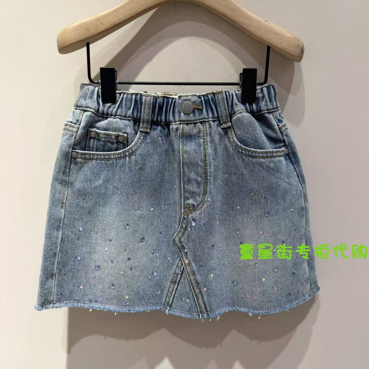 little moco专柜正品25年春女童带钻牛仔短裙半裙KBE1SKT019