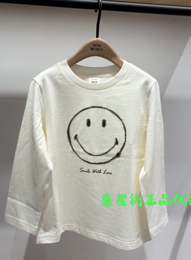 little moco童装正品25春男女童休闲笑脸长袖T恤KBF1TEE035