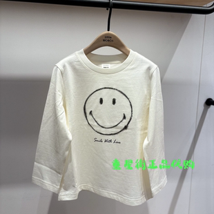 little moco童装正品25春男女童休闲笑脸长袖T恤KBF1TEE035