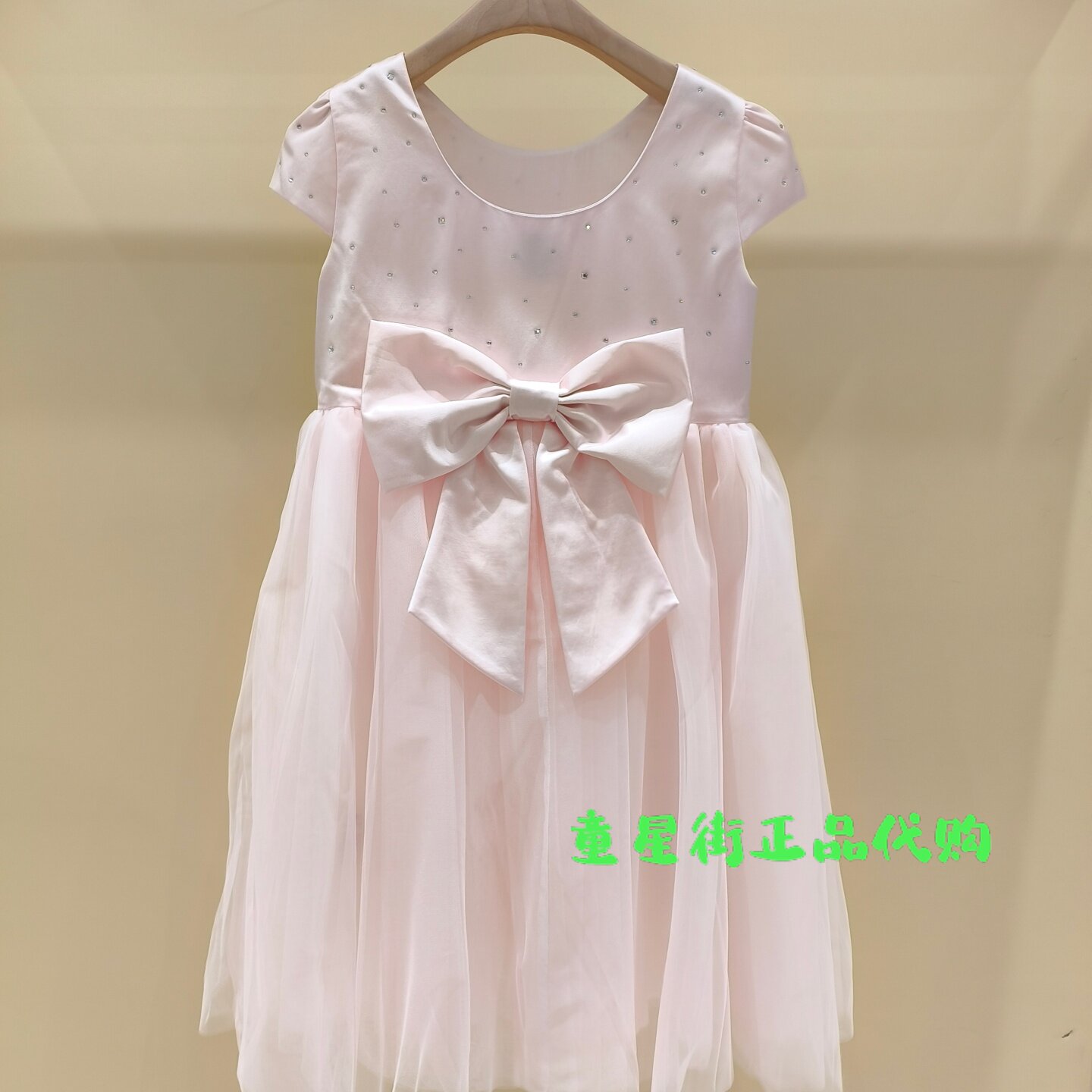 littlemoco国内代购26年夏女童带钻礼服短袖连衣裙KBF2DRS036