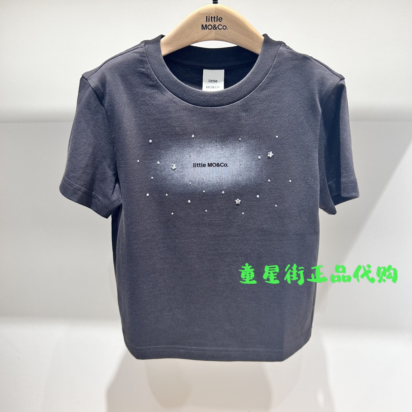 littlemoco专柜正品25年秋女童印花圆领舒适短袖T恤KBE3TEE024