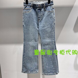 little moco25年春女童棉质亮片复古牛仔长裤KBE1JEN011