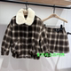26年春款 little moco专柜正品 男女童格子毛领棉衣外套KBF1QJK012