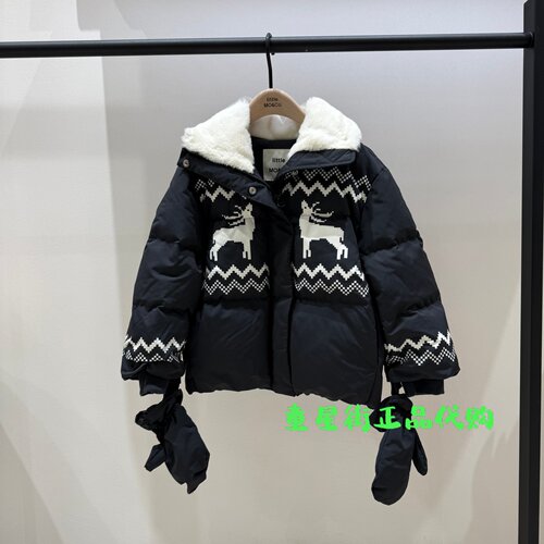 little moco专柜正品25年冬款男女童麋鹿圣诞羽绒服KBE4EIN047