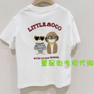 little moco专柜25年夏男女童宽松休闲圆领短袖T恤KBE2TEE011