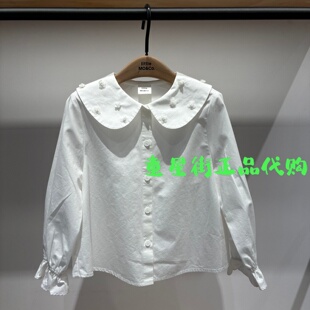 little moco专柜25年冬款女童元宝领长袖衬衫KBE4SHT001