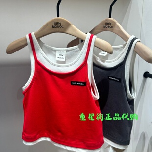 littlemoco童装正品26年夏款女童吊带式纯色背心KBF2VET014