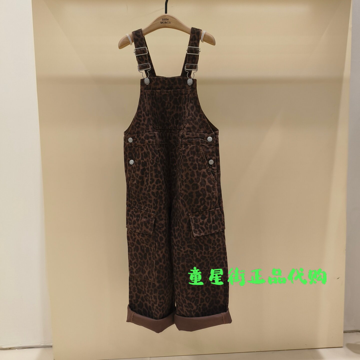 littlemoco国内代购26年冬款男女童豹纹背带裤长裤KBF4JPS002