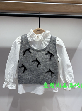 little moco正品26春款女童两件套蝴蝶结针织衫毛衣KBF1TOP011
