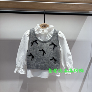 little moco正品26春款女童两件套蝴蝶结针织衫毛衣KBF1TOP011