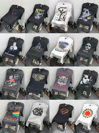 New Vintage American Streetwear High Street Retro Heavyweight Washed Distressed Oversized Vtg Short Sleeve T-Shirt for Men
