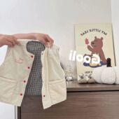 儿童秋冬外装 马甲宝宝洋气夹棉坎肩男女童双面穿背心保暖上衣童装