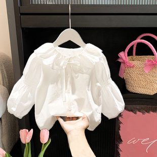 童装 春秋新款 纯棉衬衫 女童束口袖 女宝宝可爱小翻领上衣女童秋装