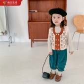 2026新款 儿童洋气针织外套小宝宝婴儿背心外穿 女童毛衣马甲春秋款