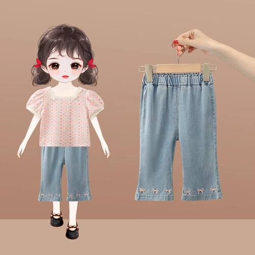 女童夏季薄款牛仔裤喇叭裤