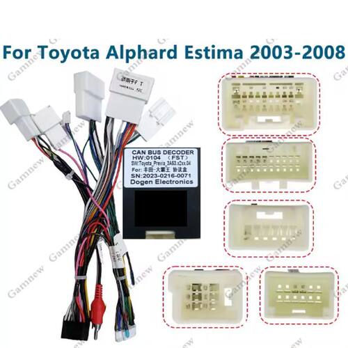For Toyota Alphard Estima 2003-2008 16针安卓电源线协议盒