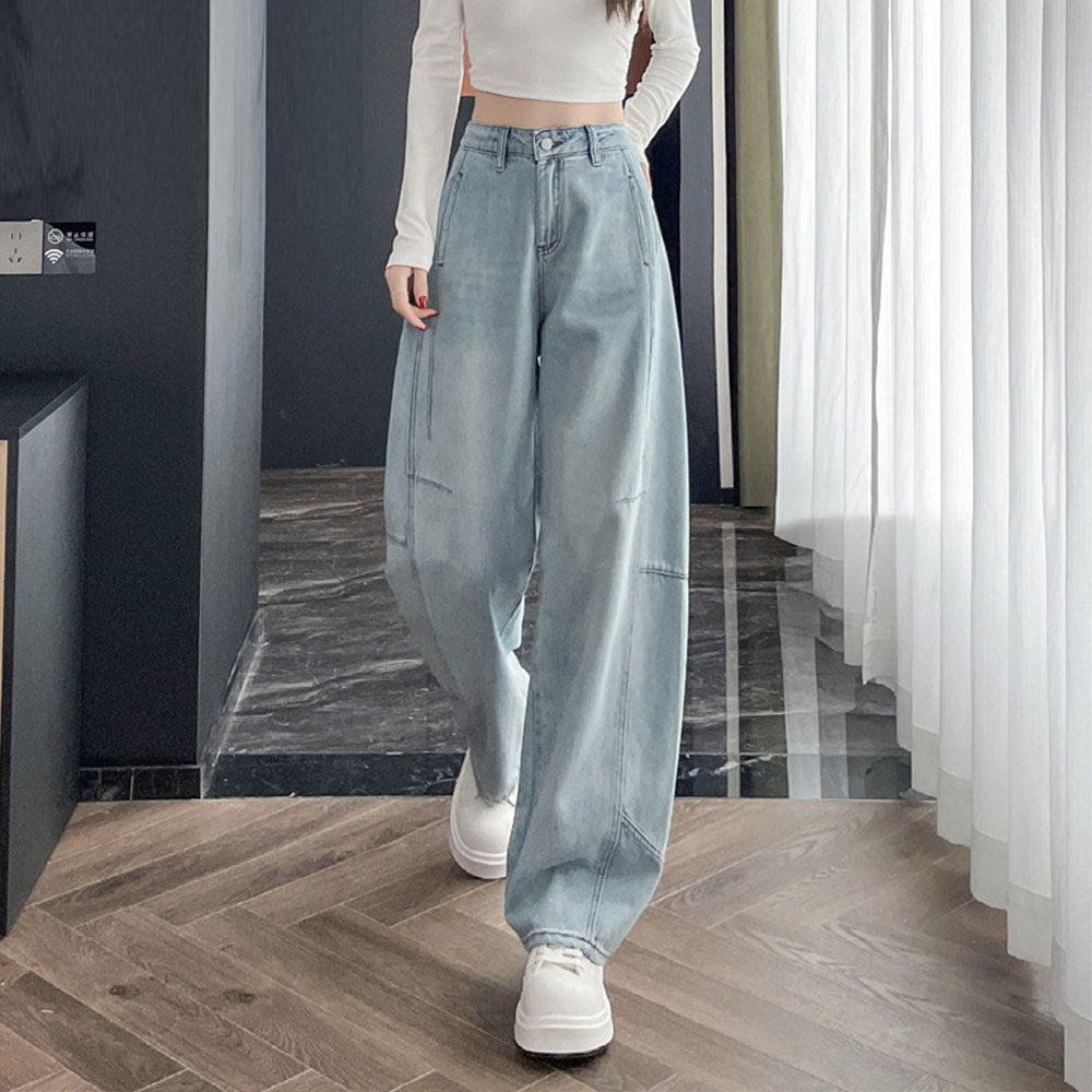 加绒牛仔裤女2025冬季新款小个子宽松阔腿直筒裤九分浅色弯刀裤子,女装/女士精品,牛仔裤,淘宝优惠券,粉丝福利购,淘宝优惠卷