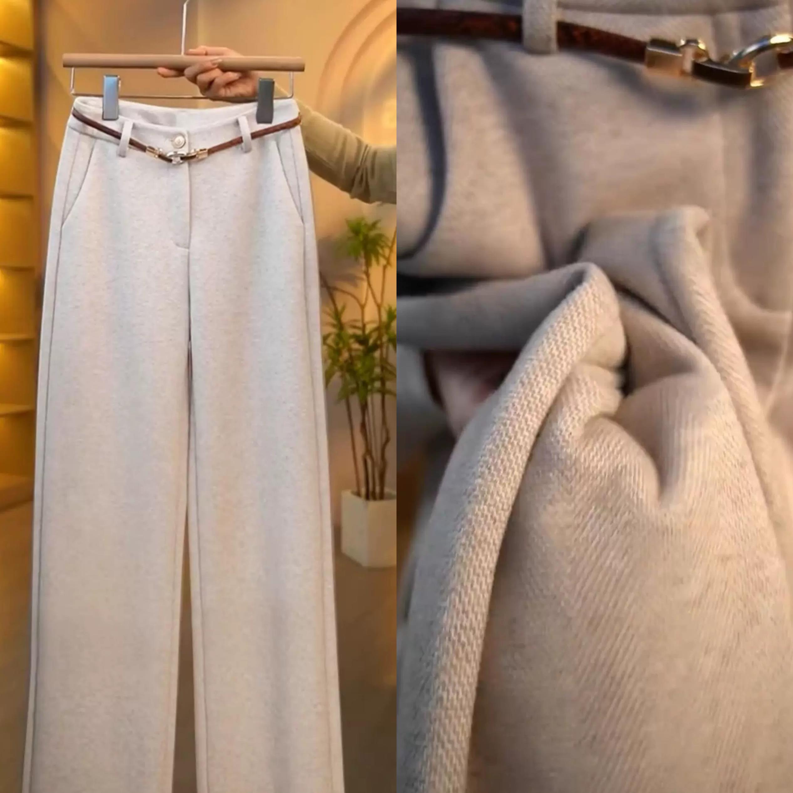 醋酸羊毛直筒裤女秋冬2025