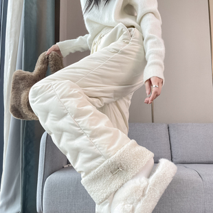 米白色羽绒裤女外穿棉裤冬季2025新款零下40度极寒东北防寒雪地