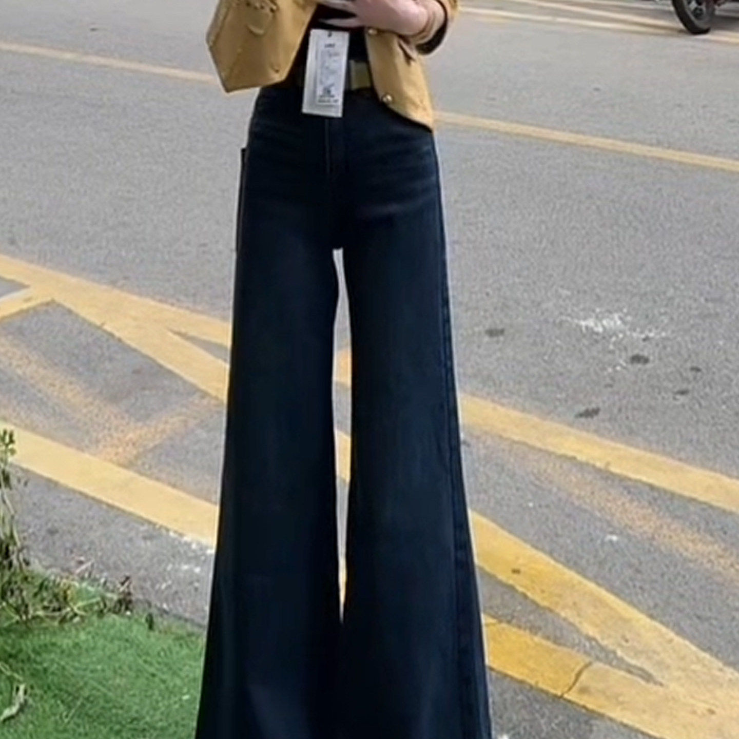 复古深蓝色加绒微喇牛仔裤女2025秋冬季新款高腰不贴腿直筒喇叭裤,女装/女士精品,牛仔裤,淘宝优惠券,粉丝福利购,淘宝优惠卷