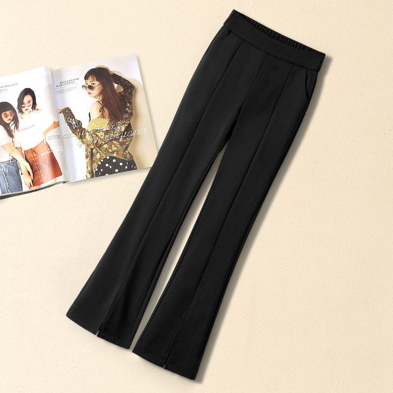 黑色微喇裤子女秋冬2026新款高腰加绒西装裤小个子休闲九分喇叭裤,女装/女士精品,大码裤装,淘宝优惠券,粉丝福利购,淘宝优惠卷