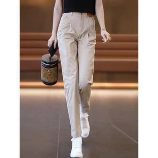 纯棉透气冰丝裤子女2025夏季高腰显瘦九分哈伦裤夏天薄款休闲女裤