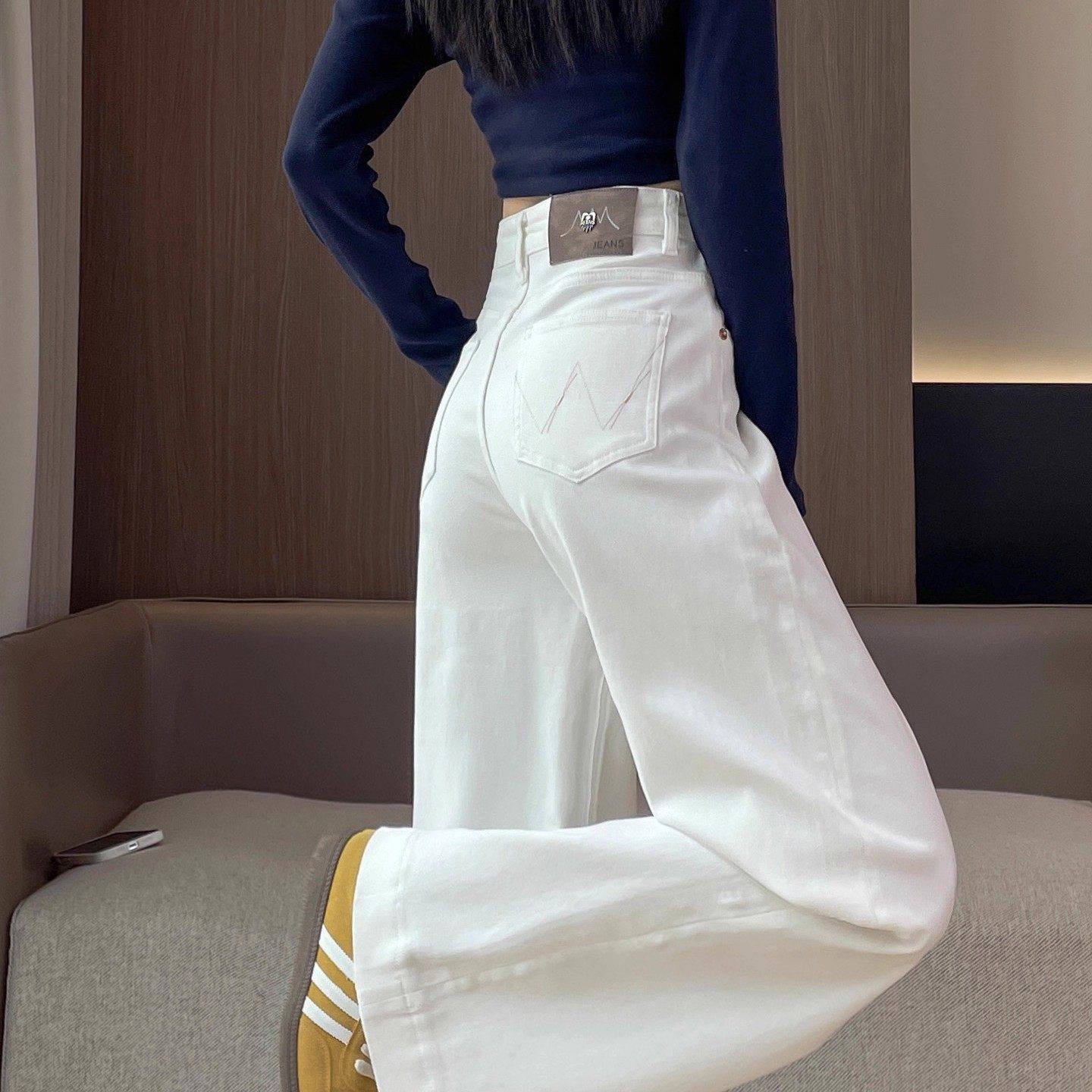 白色加绒高腰阔腿牛仔裤女直筒宽松2026秋冬季保暖拖地垂感长裤子,女装/女士精品,牛仔裤,淘宝优惠券,粉丝福利购,淘宝优惠卷