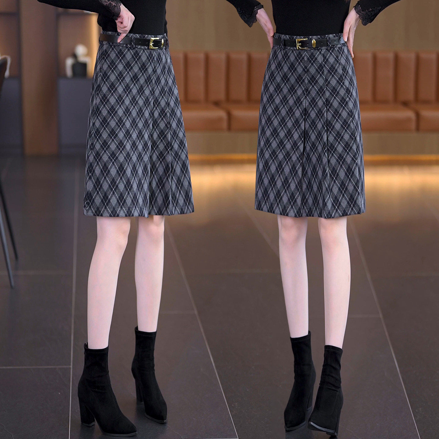 毛呢百褶裙半身裙女秋冬季2026新款小个子高腰显瘦气质格子a字裙,女装/女士精品,大码半身裙,淘宝优惠券,粉丝福利购,淘宝优惠卷