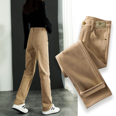 卡其色牛仔裤女春秋2025新款