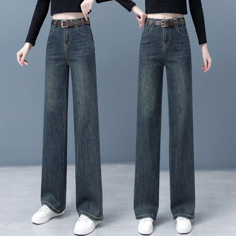 复古直筒牛仔裤女秋冬2026新款加绒水泥灰裤子高腰显瘦窄版阔腿裤,女装/女士精品,真丝上装,淘宝优惠券,粉丝福利购,淘宝优惠卷