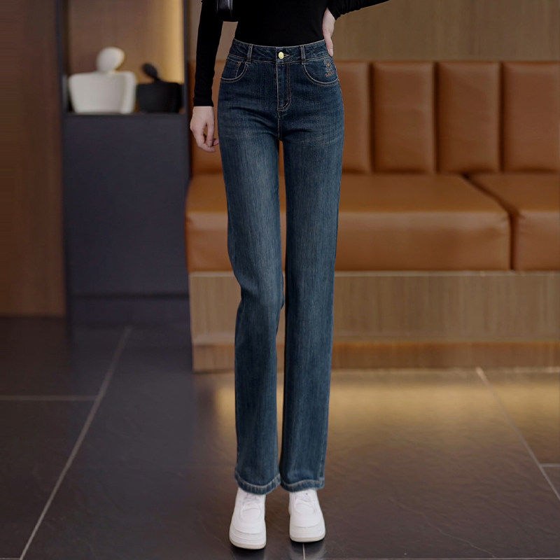 高腰直筒牛仔裤女春秋季2026新款复古刺绣长裤显瘦百搭窄版阔腿裤,女装/女士精品,真丝上装,淘宝优惠券,粉丝福利购,淘宝优惠卷