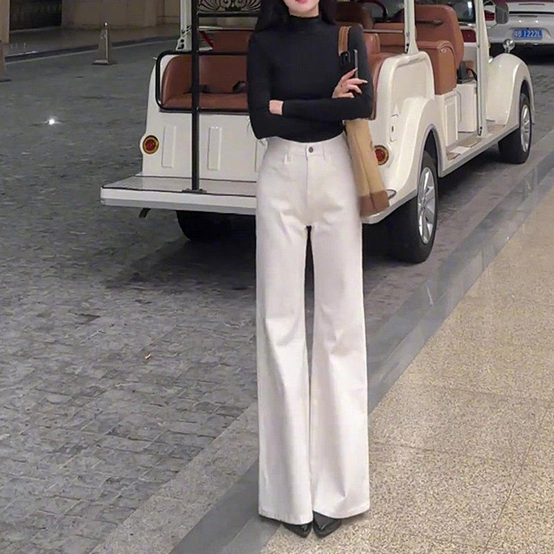 高腰阔腿微喇牛仔裤女2026春秋白色小个子宽松高级感不贴腿喇叭裤,女装/女士精品,牛仔裤,淘宝优惠券,粉丝福利购,淘宝优惠卷