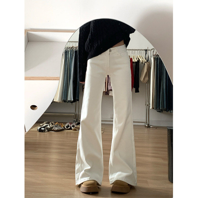 白色小个子微喇牛仔裤女秋冬新款低腰显瘦弹力不贴腿加绒喇叭裤子,女装/女士精品,牛仔裤,淘宝优惠券,粉丝福利购,淘宝优惠卷