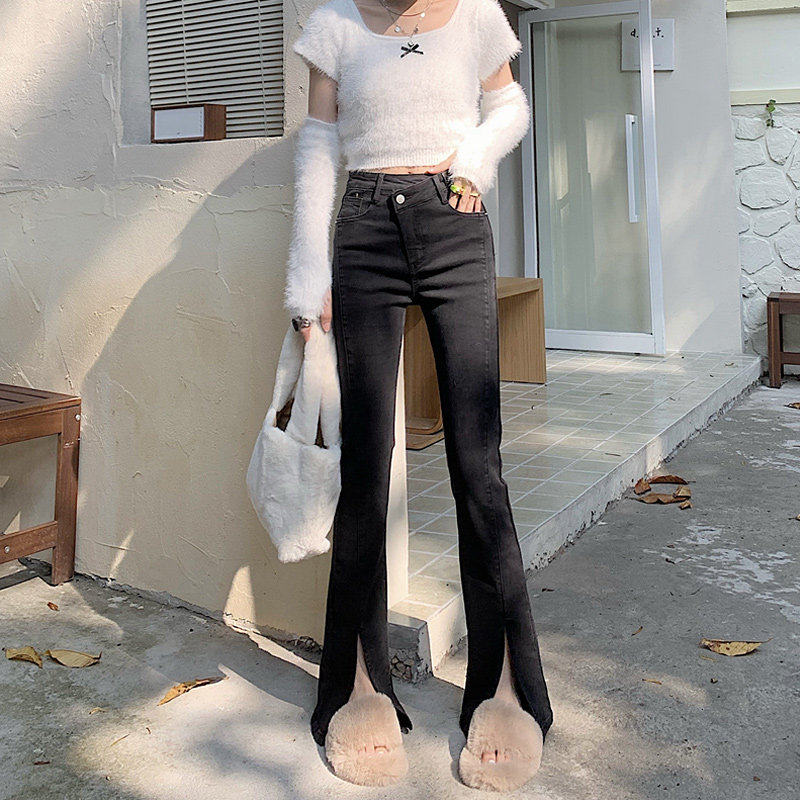 冬季设计感开叉微喇阔腿牛仔裤女春秋2026年新款小个子高腰喇叭裤,女装/女士精品,牛仔裤,淘宝优惠券,粉丝福利购,淘宝优惠卷