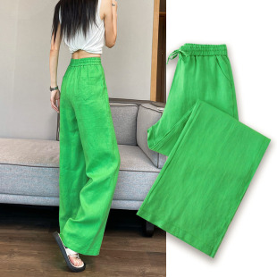 冰丝天丝休闲宽松直筒垂感裤 亚麻阔腿裤 棉麻2025新款 薄款 子 女夏季