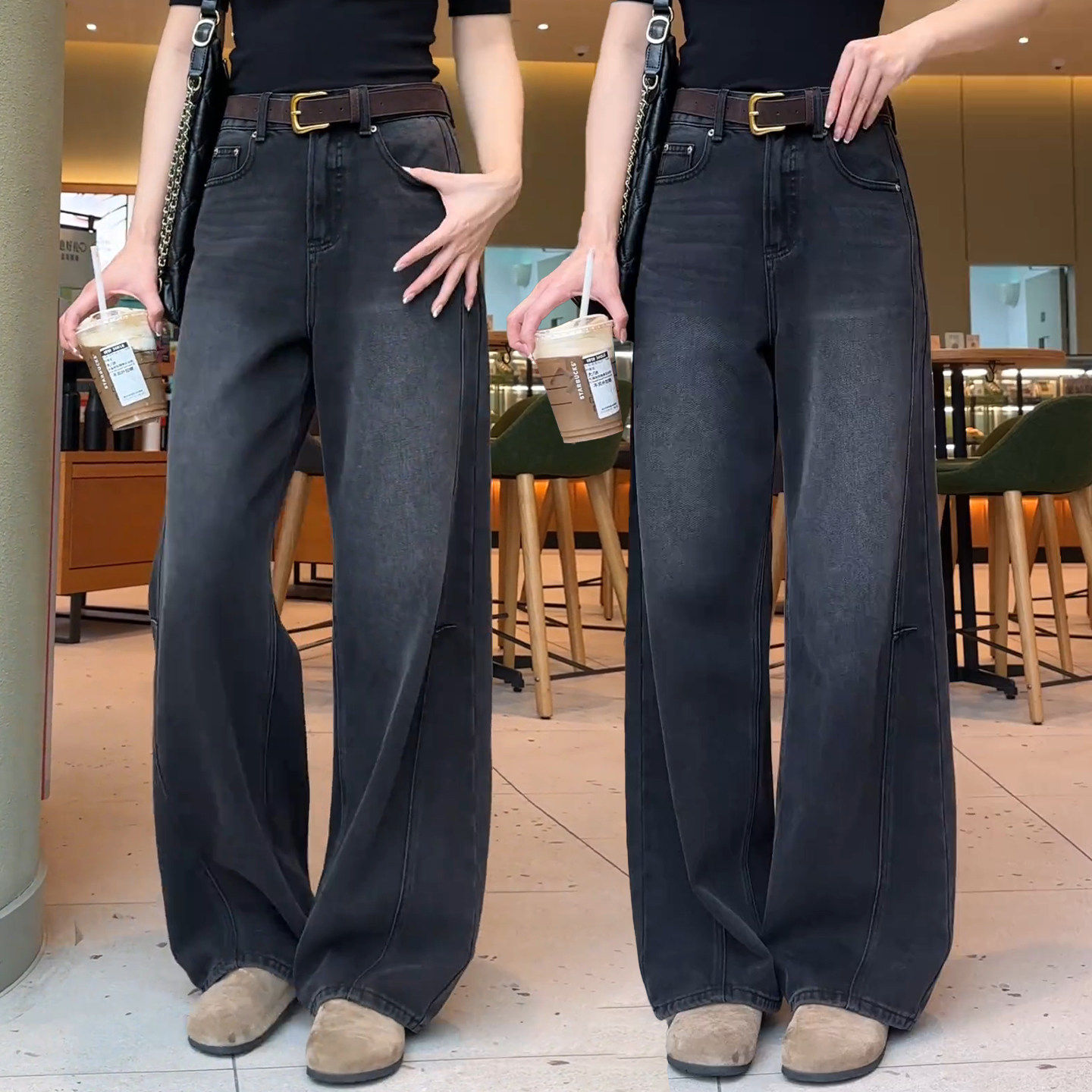 加绒加厚阔腿牛仔裤女秋冬2026新款巨好看的高腰宽松显瘦直筒裤子,女装/女士精品,大码裤装,淘宝优惠券,粉丝福利购,淘宝优惠卷