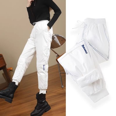 白色工装羽绒裤女2025外穿时尚冬季新款零下40度防寒女士加厚棉裤