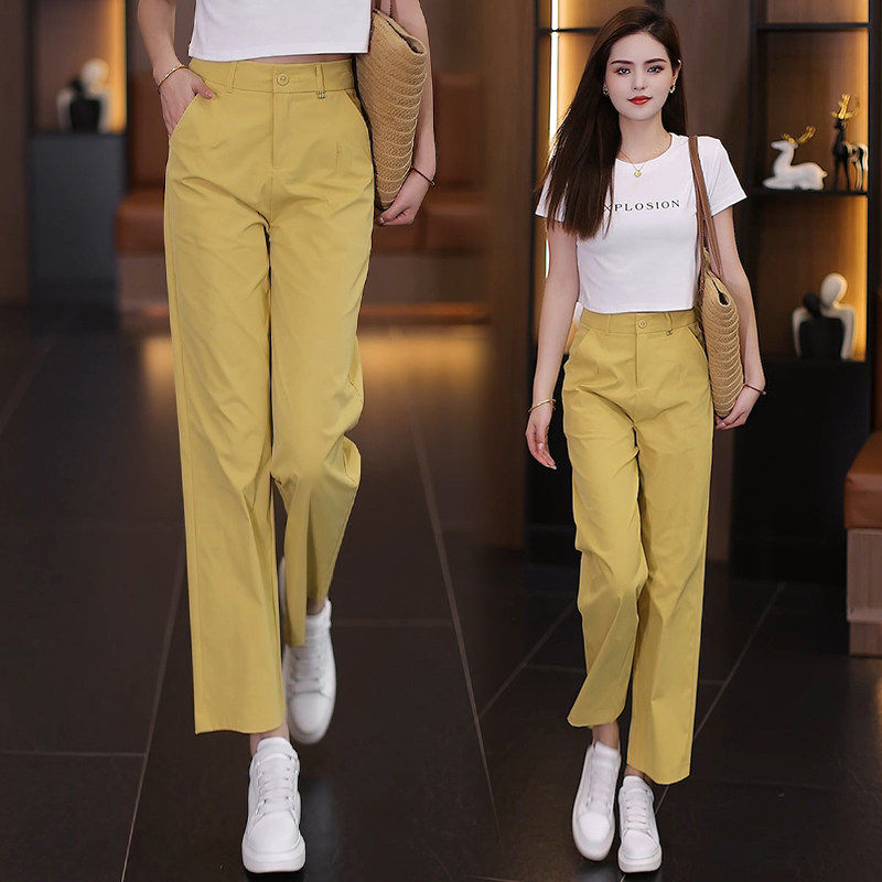 九分直筒西装裤女夏季薄款2026新款小个子高腰休闲冰丝窄版阔腿裤,女装/女士精品,大码裤装,淘宝优惠券,粉丝福利购,淘宝优惠卷