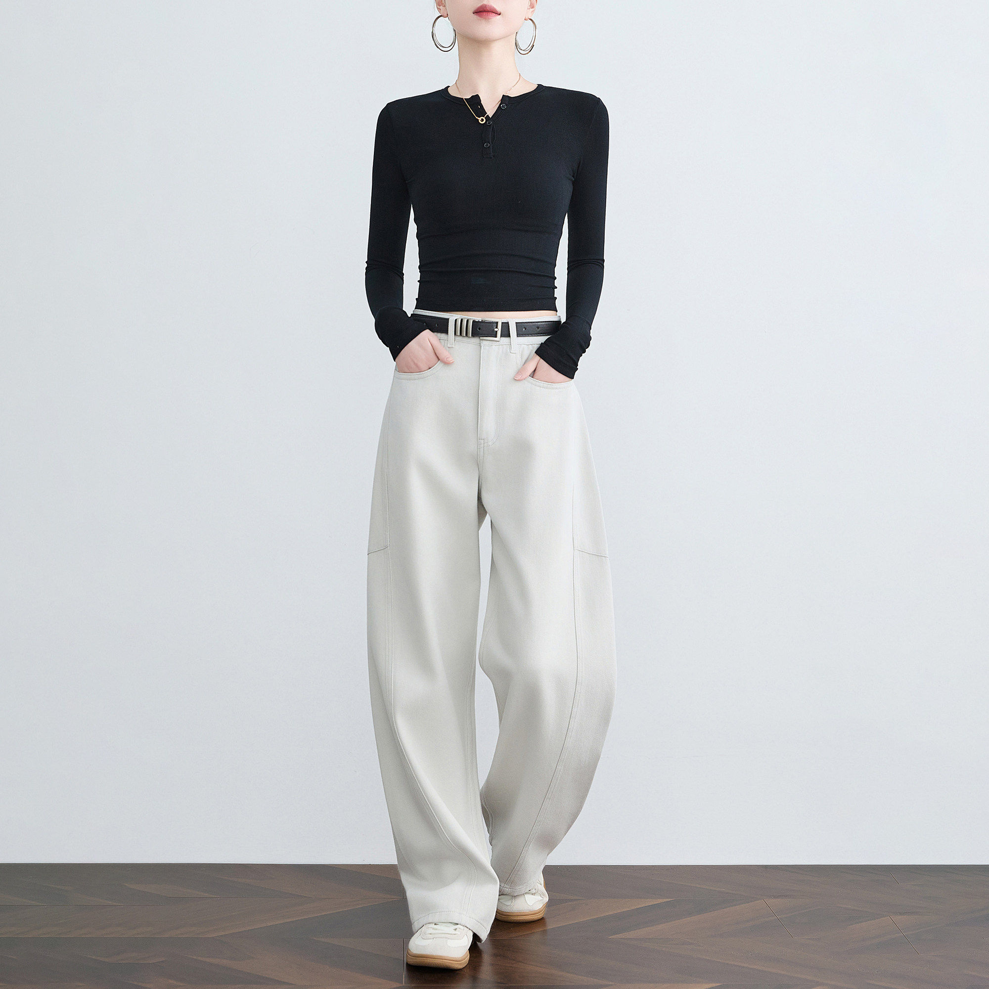 奕兮小个子加绒白色牛仔裤高腰镰刀裤宽松阔腿裤显瘦休闲弯刀裤女,女装/女士精品,牛仔裤,淘宝优惠券,粉丝福利购,淘宝优惠卷