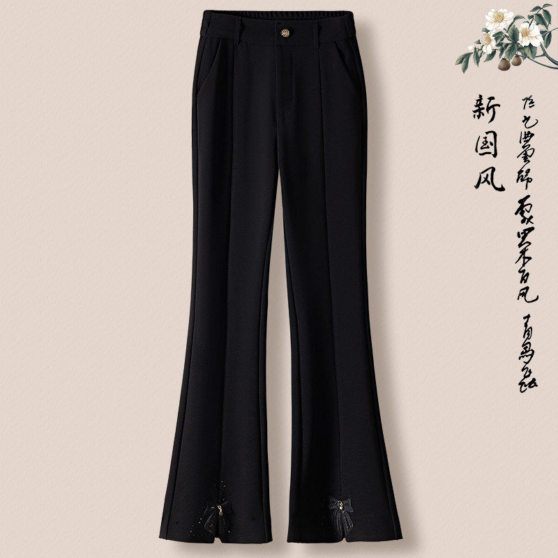 黑色开叉微喇裤女春秋季2026新款高腰休闲西装裤小个子垂感喇叭裤,女装/女士精品,大码裤装,淘宝优惠券,粉丝福利购,淘宝优惠卷