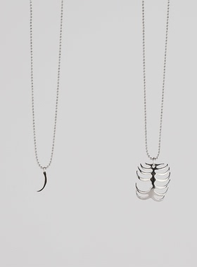 Percy Lau肋骨情侣对链 925银 18k金 银色